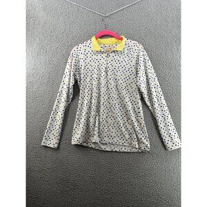 Sport Haley 1/4 Zip Polka Dot Long Sleeve Polo Shirt Yellow Collar Size Medium